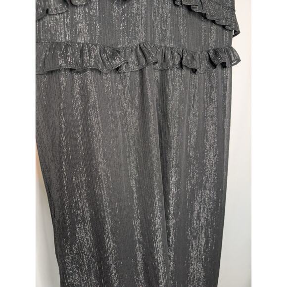 Madewell Black Shimmer Dark Fairy Whimsigoth Midi Ruffled Cami Slip Sundress 2 - Picture 6 of 10